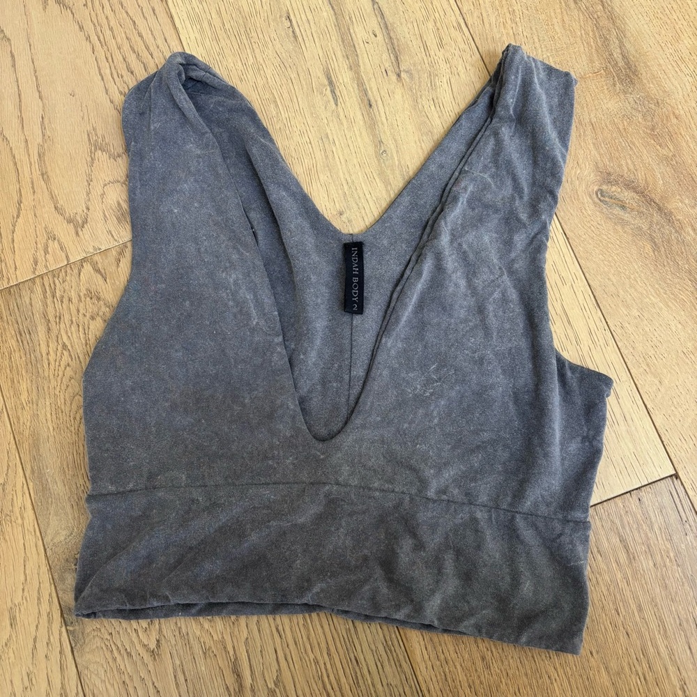 Indah Gray Soft Crop Top XS 2